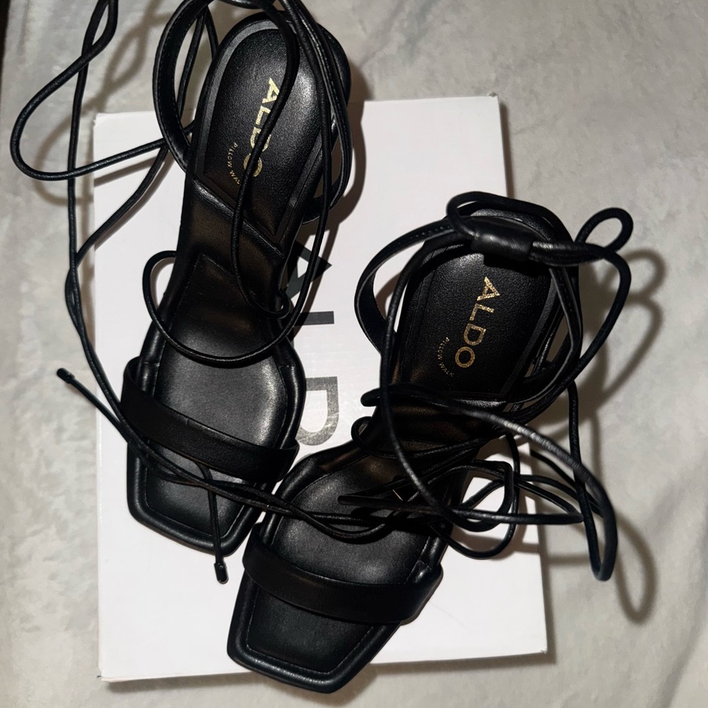 ALDO Black Lace-Up Heels